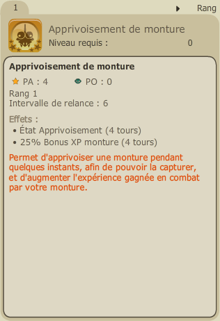 Sort apprivoisement de monture